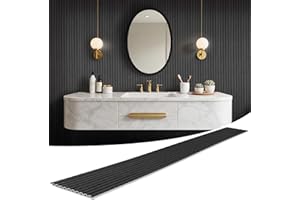LARWORKS WPC Slat Wall Panels 8 Pack 96" x 8.2", Waterproof Fluted Wall Paneling, Accent 3D Wall Panel for Wall Decor, Bathroom, Bedroom, Office - Widen Low Grille Black (Cover Approx.44 sq.ft)