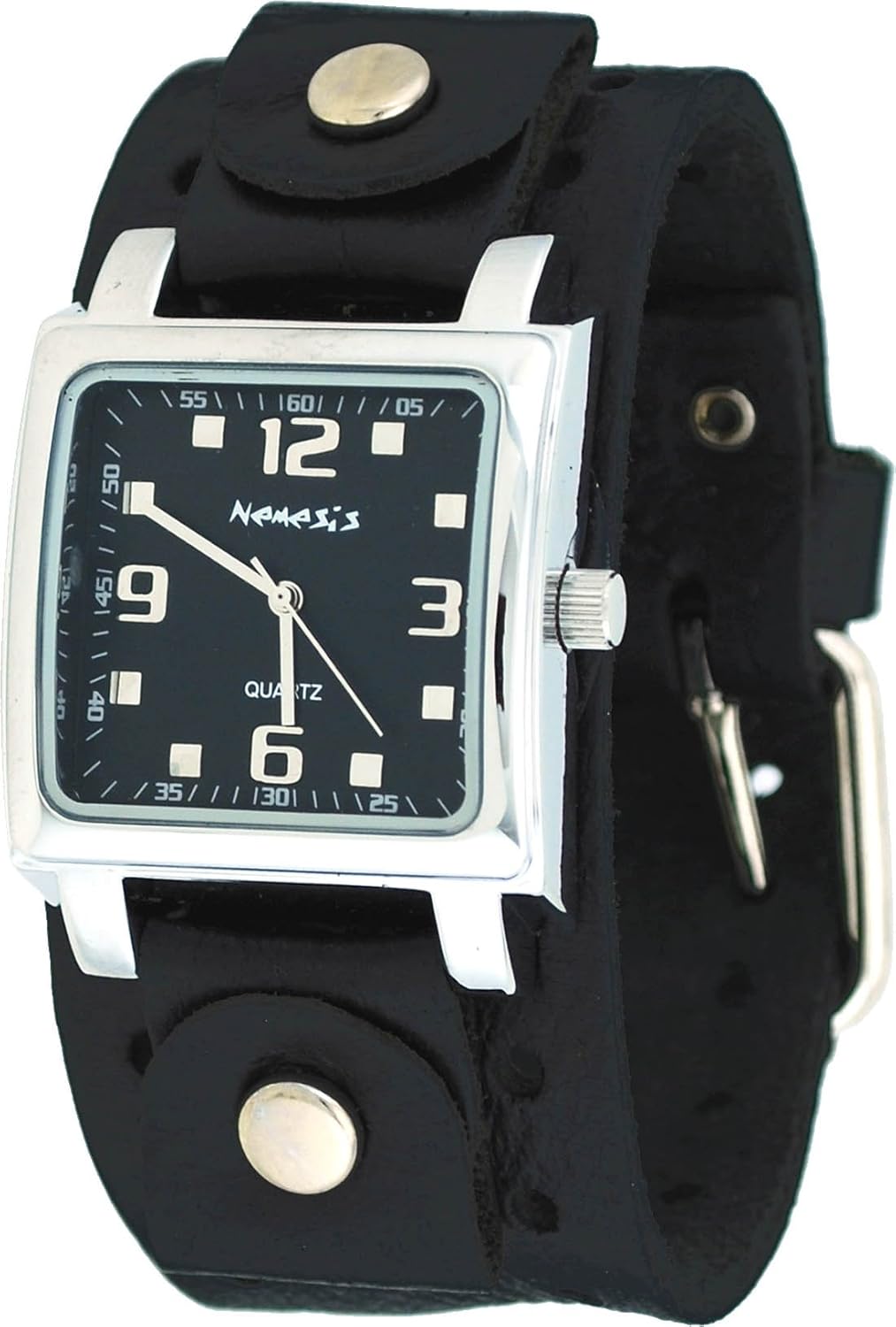 Nemesis NE240K Men's Square Black Dial Wide Leather Cuff