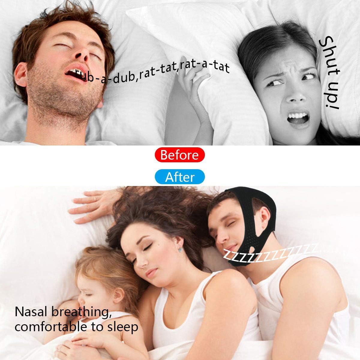 Resmed Cpap Supplies Chin Straps, Anti Snore Snoring Chin Strap Devices for Men Women Kids, Anti Snoring Snore Chin Strap Large, Anti My Snoring Snore Solution, Snore Stopper Chin Strap: Health & Personal Care
