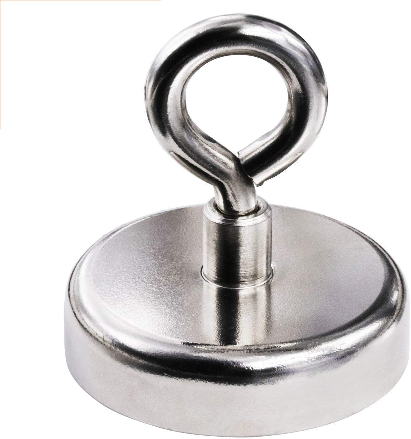 Neodymium Magnets, Super Strong Rare Earth Fishing Magnets Holds 255 LBS(120 KG) with Eyebolt Diameter 2.36 INCH(60 mm) for Retrieving in River and Magnetic Fishing (1 Pack)