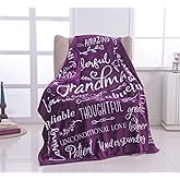 Piwaka Grandma Blanket - Mother's Day & Birthday Gift for Grandma from Grandkids, Soft Cozy Throw Blanket for Grandmother, Nana, Abuela, Gigi, Sentimental Present to Celebrate Love and Warmth (Purple)