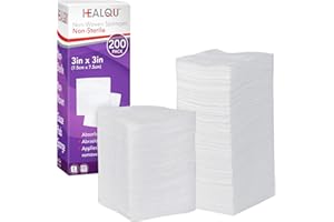 HEALQU Gauze Pads - 4-Ply Non-Woven Sponges Non-Sterile, All-Purpose Dental and Surgical Sponges Including First Aid Kits and Medical Facilities (3"x3" (200 Pack))
