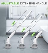 Luctry Electric Spin Scrubber Cordless Adjustable Extension Arm 4 Brush Heads view 3