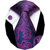 YourTies Paisley Tie Sets Floral Necktie Handkerchief Cufflinks Set Silk Woven Ties Business Wedding Party