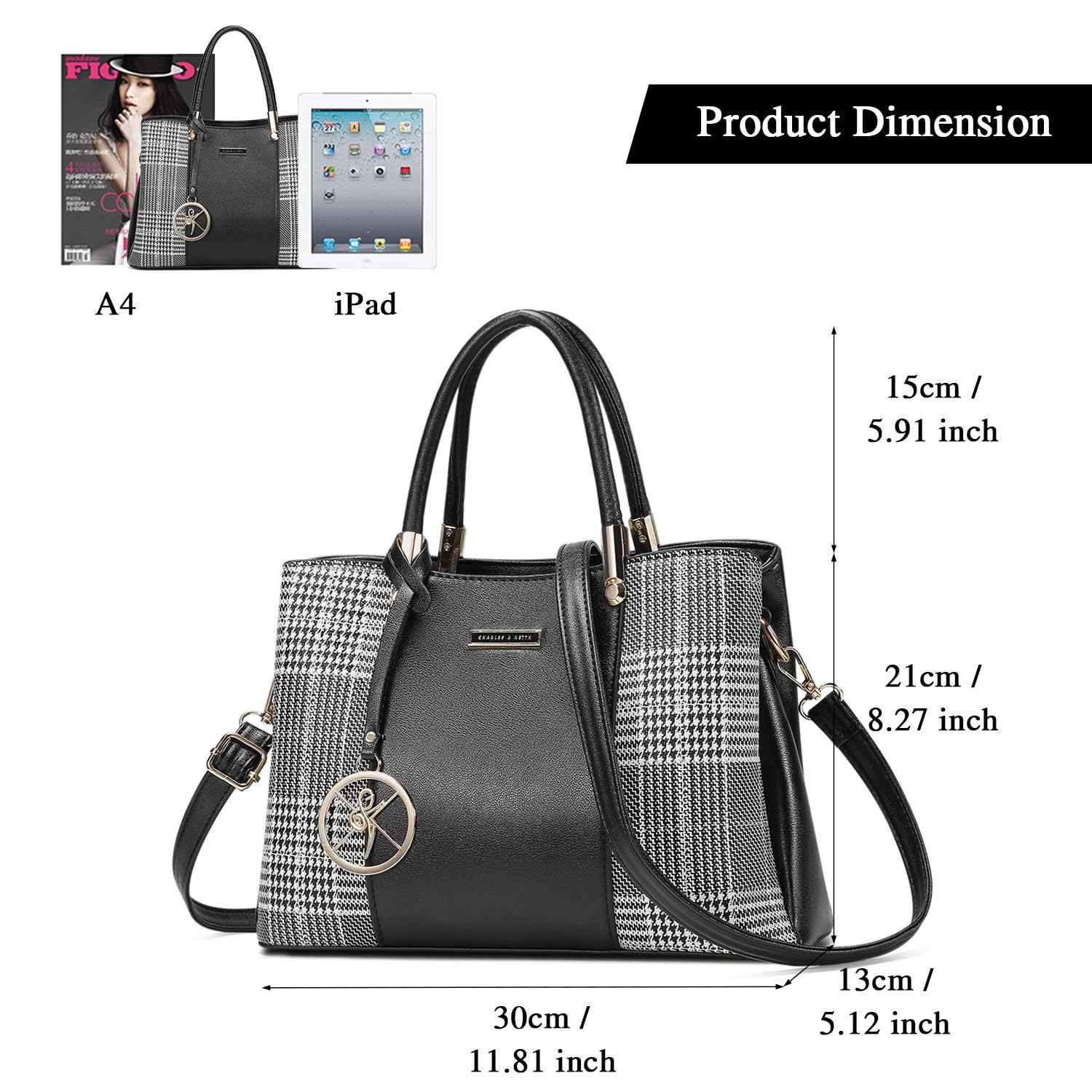 VINBAGGE Womens Leather Handbag Designer Shoulder Tote Crossbody Bag Elegant Top Handle Bag for Ladies