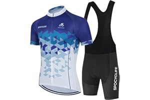 spocyclife Cycling Jersey Set Men Short Sleeve Set MTB Cycling Bibs with Gel Padded Quick-Dry Summer men's cycling clothing