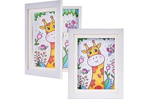 GMOND 2 pack Kids Art Frames,8.5 by 11 Picture Frame White Kids Artwork Frames Changeable,Picture Frames 8.5×11,Holds 50PCS,Front Opening Photo Frames Art Display for Kids Artwork