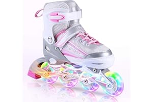 Kuxuan Skates Inline Skates Adjustable for Kids,Girls Skates with All Wheels Light up,Fun Illuminating for Girls and Ladies
