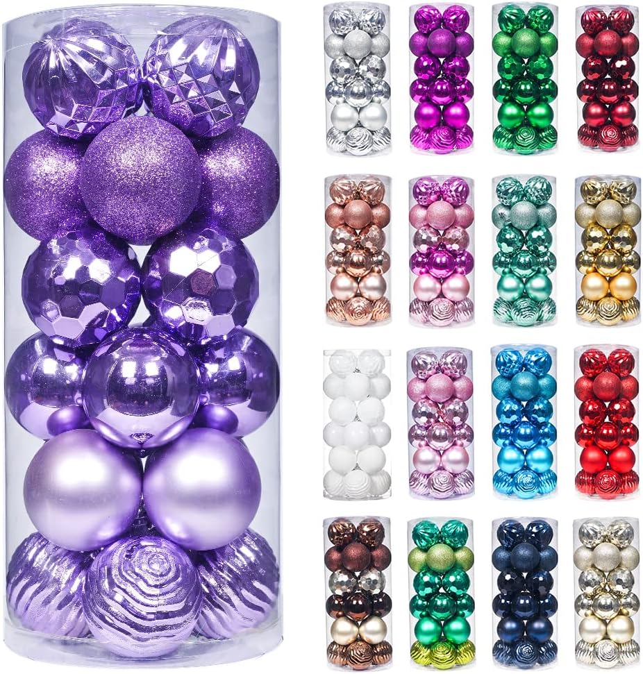 Ornaments - XmasExp 24ct Christmas Ball Ornaments Shatterproof Xmas Tree Hanging Balls Decorations Perfect for Halloween Decorations Holiday Wedding Christmas Decor(2.36