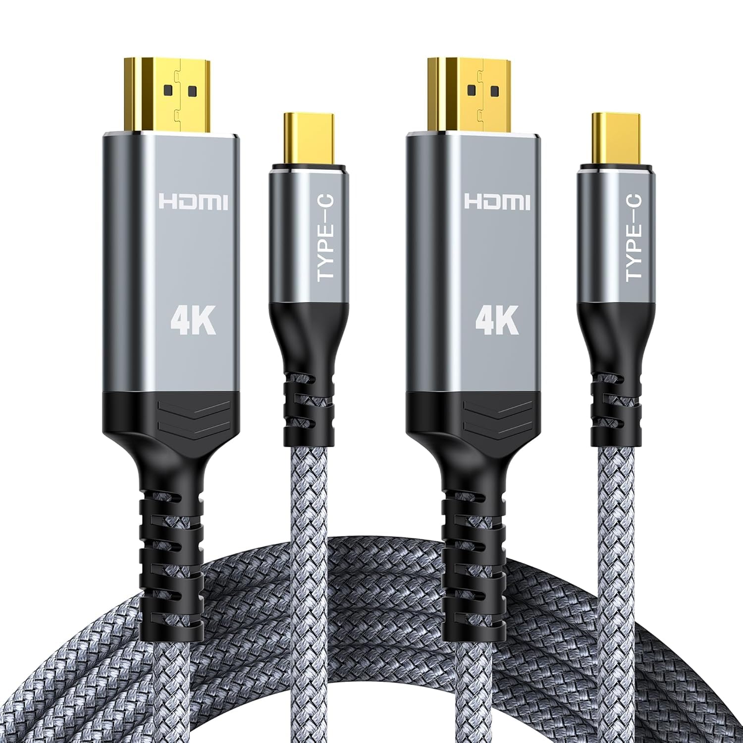 Highwings USB C to HDMI Cable 1.8m 4K@60Hz 2Pack, UHD Thunderbolt 3/4 to HDMI Cable[Anti-Interference] Compatible for iPhone 16/15 Pro, for MacBook Pro/Air, for Surface, for XPS, for Galaxy etc