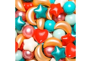 TRENDPLAY Star Ball Pit Balls Set: Vibrant Mix of Shapes - 50 100 200 500 Mix Stars Moon Shapes for Kids, Perfect for Parties, Playtime