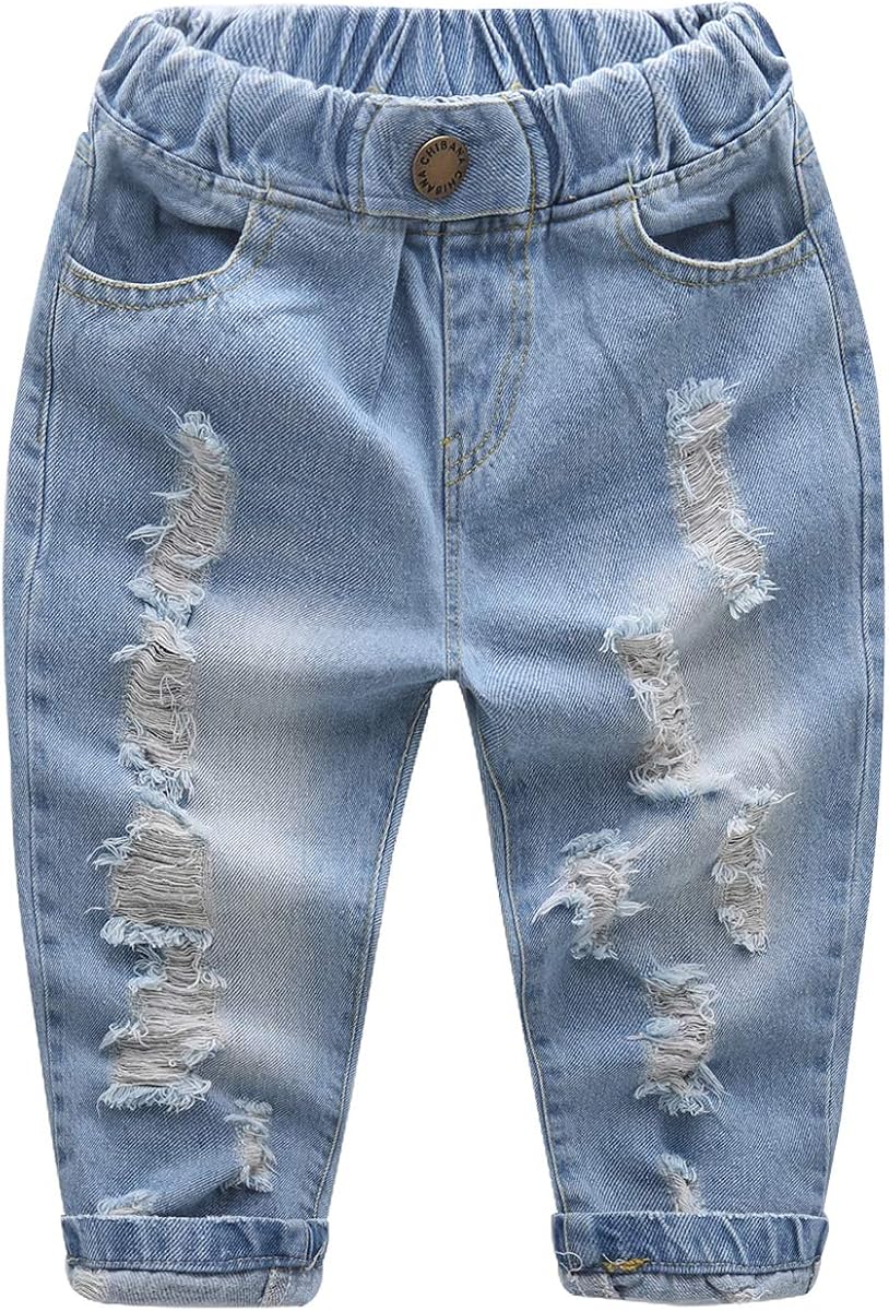 famuka Toddlers Kids Boy Ripped Jeans Fashion Holes Denim Long Pants