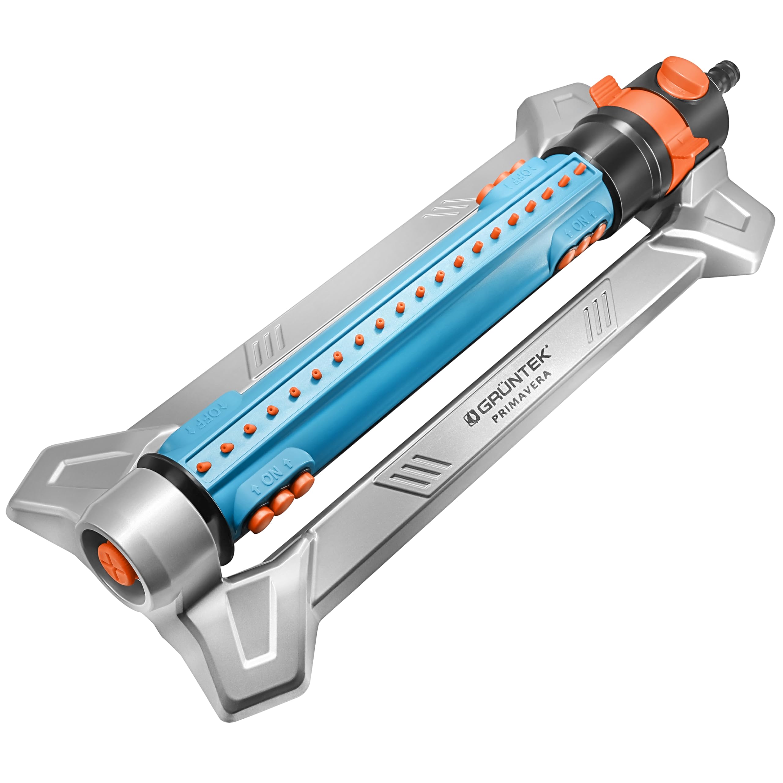 GRÜNTEK Metal Oscillating Lawn Sprinkler – Adjustable Water Sprayer for Lawns up to 462 m² – Heavy-Duty Turbo Motor, Brass Connector & Cleaning Pin