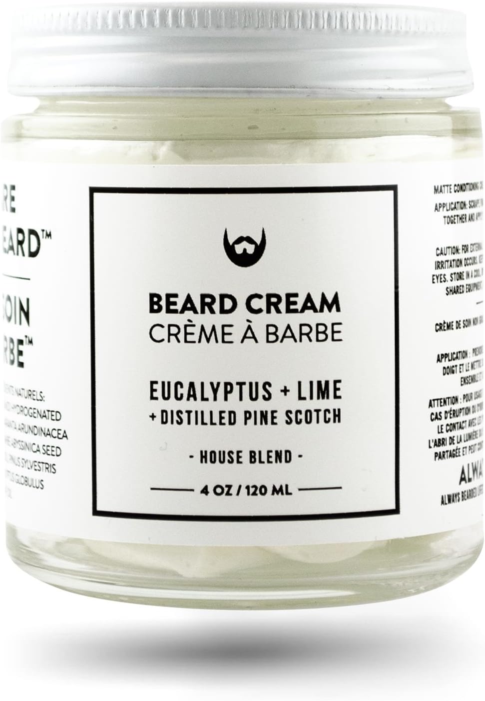 Beard Cream: Eucalyptus + Lime with Distilled Pine Scotch - 4 oz. Alternative to Beard Oil. Matte finish, Non-Greasy, Leave-in Beard Conditioner. Beard Softener made with All-Natural Ingredients.