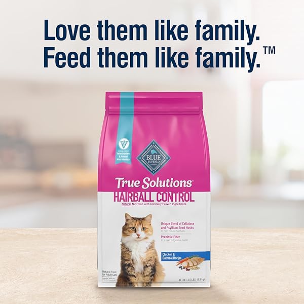 BLUE BUFFALO TRUE SOLUTIONS HAIRBALL CONTROL NATURAL DRY CAT FOOD FOR ADULT CATS, CHICKEN, 11-LB. BAG