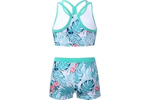 Yruioon Girls Two Pieces Dance Outfit Y-Back Crop Top with Booty Shorts Kids Gymnastics Yoga Sport Dancewear