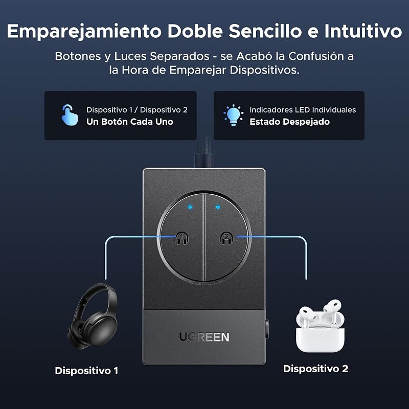 Transmisor Bluetooth 5.4 para TV Aux 3.5mm Emisor Bluetooth Jack