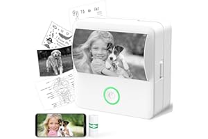 ADBAOBO Mini Sticker Printer, Portable Bluetooth Photo Printer, Pocket Thermal Printer for Study Notes, Scrapbook Supplies, Journals, Receipts, Compatible with Phone & Tablet, White