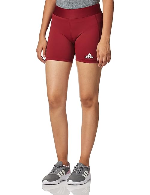 adidas Women's Alphaskin Volleyball 4-Inch Short Tights Team Burgundy/White L3