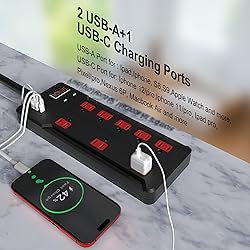 ETL Listed Power Strip Surge Protector, 8 Outlets