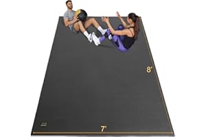 Gxmmat Extra Wide Large Exercise Mat 12'x7'/10'x7/8'x7(7mm), Thick Workout Mats for Home Gym Flooring, High-Density Durable Cardio Mat, Shoe Friendly, Perfect for Plyo, MMA, Jump Rope, Weight, Fitness