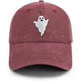 Tomalillin Ghost Hat Halloween Baseball Cap Embroidered Spooky Hat Adjustable Fashion Hats for Men Women