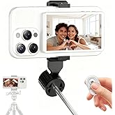 Selfie Monitor Screen for iPhone & Android - Back Camera Monitor with Bluetooth Remote, 164FT Range, Built-in Speaker Display 4K 60fps for Photo/Vlog/Live Stream(White)