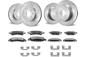 VEVOR Front Rear Brake Kit for 2014-2018 Chevy Silverado GMC Sierra 1500, 2015-2020 Suburban Tahoe Yukon XL Escalade ESV, Drilled & Slotted Brake Rotors Ceramic Brake Pads Replacement Kit
