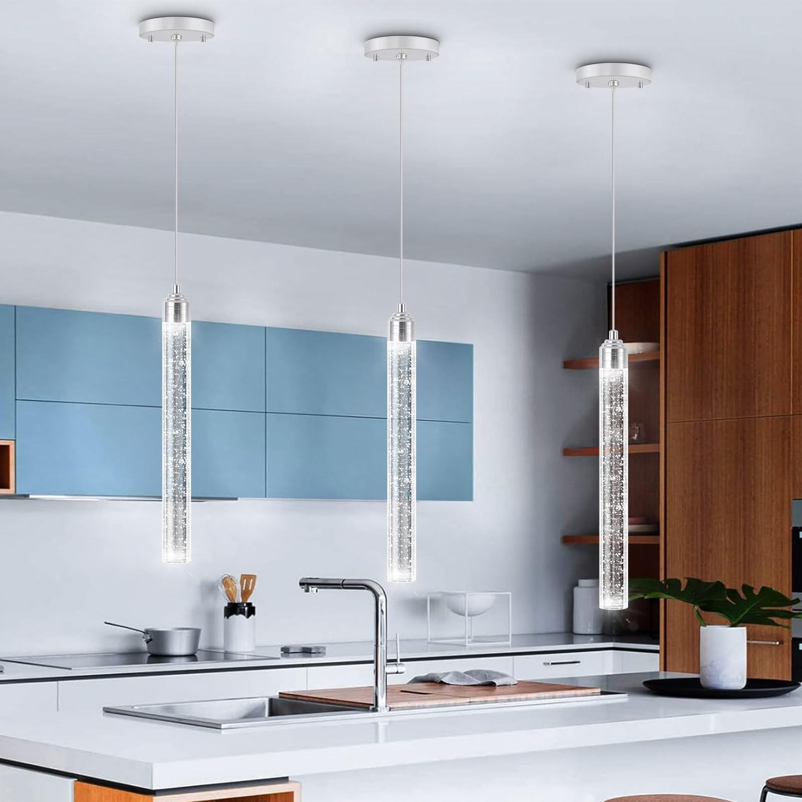 Photo 1 of dolria 1-Light Modern Crystal Pendant Lighting LED Dimmable Pendant Light Kitchen Island Dining Room
