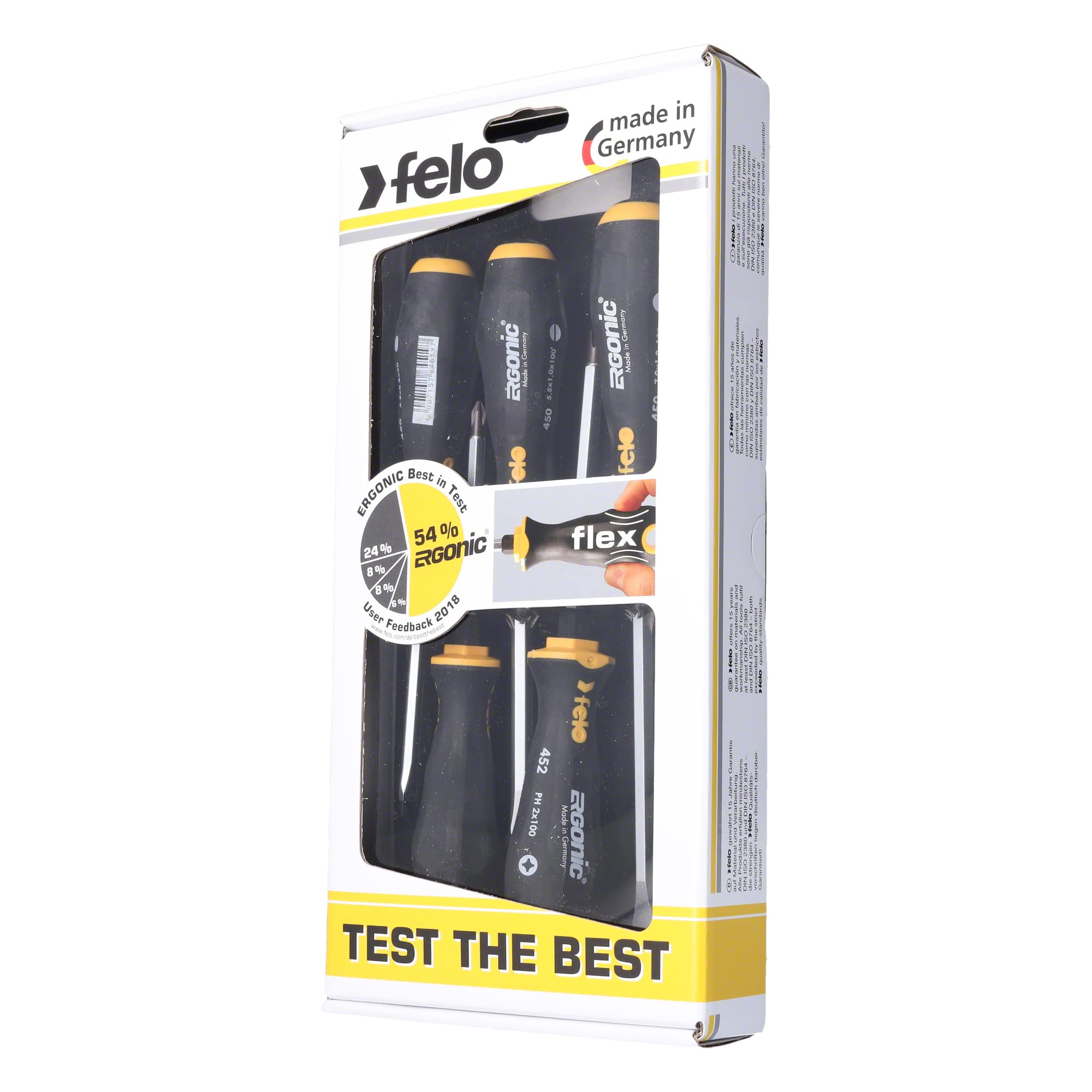 FELO ERGONIC 5pcs. Screwdriver Set Phillips, Slotted, 45095248