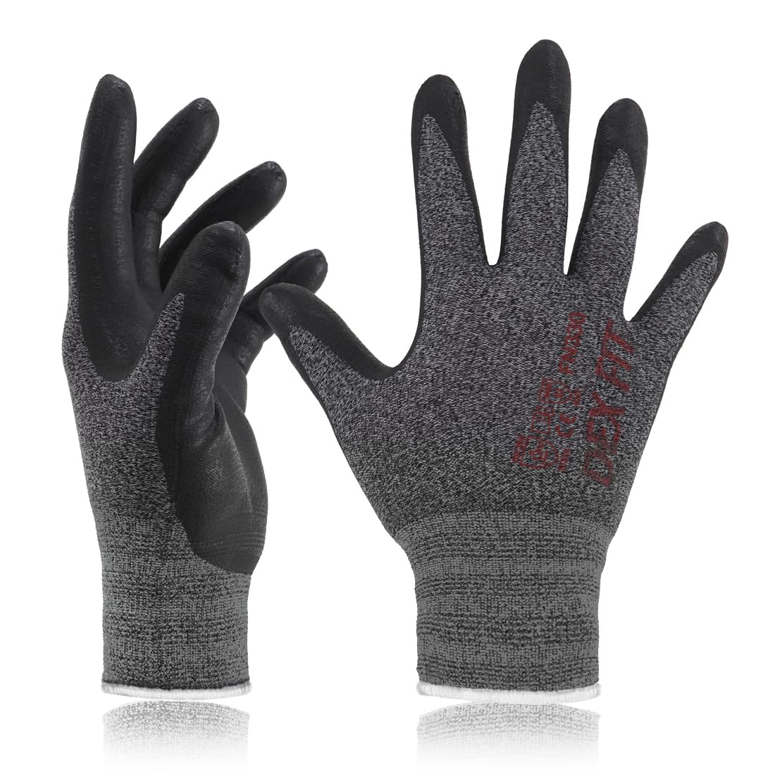 DEX FIT Nitrile Work Gloves FN330, 3D-Comfort Stretchy Fit, Firm Grip, Thin & Lightweight, Touch-Screen Compatible, Durable, Breathable & Cool, Machine Washable; Black Grey 7 (S) 1 Pair — image 1