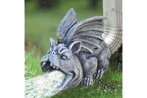 OwMell Gargoyle Gutter Guardian Downspout Statue, Garden Decorative Downspout Extension Statue Figurine, Gutter Guards for 3" x 4" Rain Downspout Splash Block, Downspout Extender Diverter