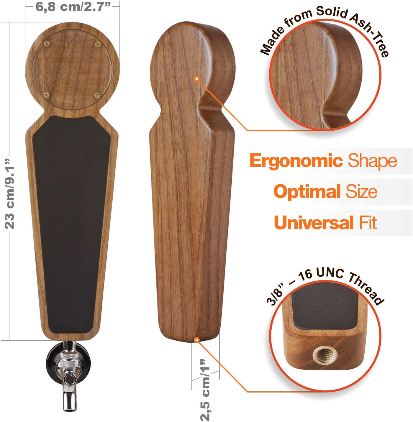 Large Wooden Chalkboard Tap Handles for Kegerator Bar Restaurant Brewery Craft Beer Tap Handle Label Display for All Beer-Lovers (Light) (Light) - Image 3