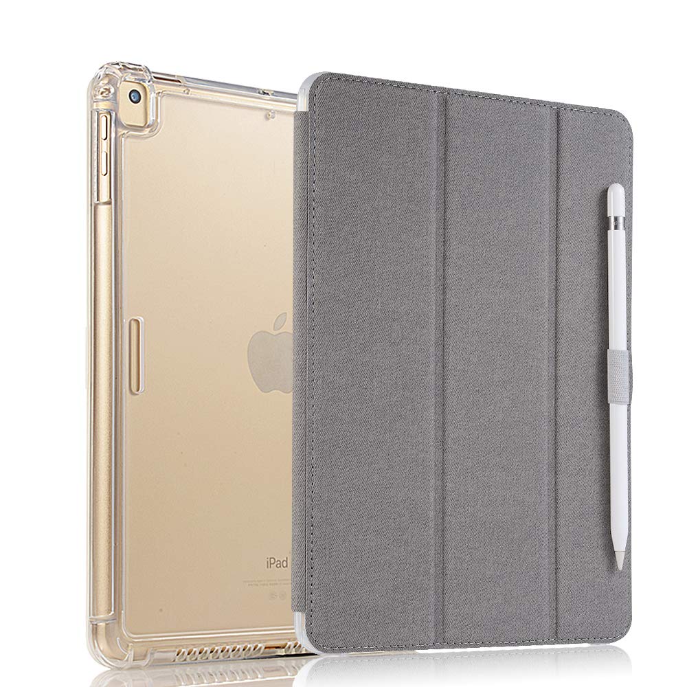 Valkit iPad 6th/5th Generation Case, iPad 9.7 Inch Case 2018/2017, iPad Air Case, iPad Air 2 Case - Smart Folio Stand Protective Translucent Frosted Back Cover with Auto Wake/Sleep, Light Grey