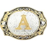 HLYMPONY Western Belt Buckle for Men Vintage Cowboy Rodeo Small Initial Letter ABCDMRJ to Z Belt Buckles for Women