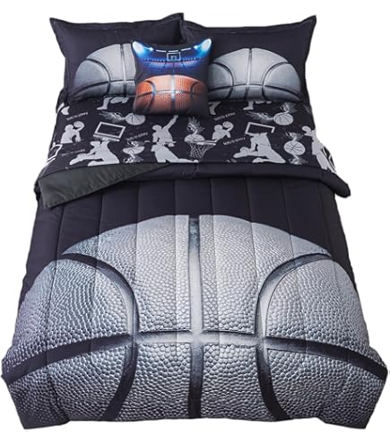 Tailor Shop Boys Basketball Comforter Set Queen Size - Sports Bedding For Kids With 2 Pillowcases
