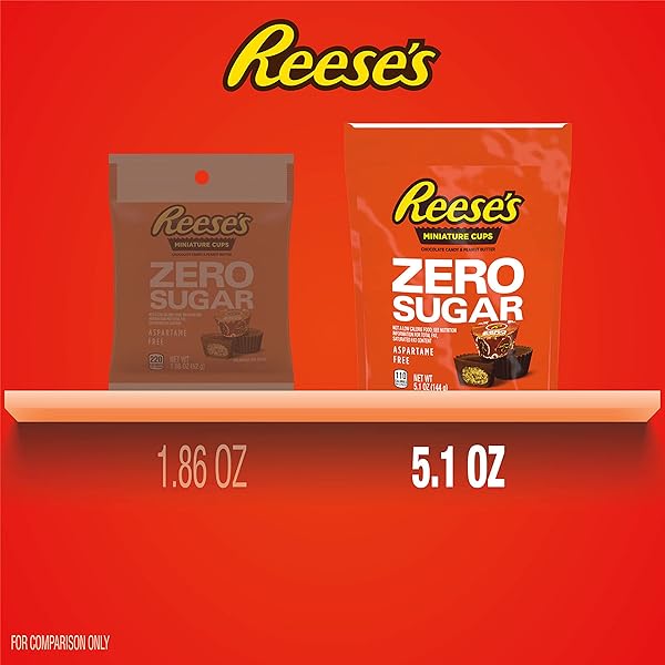 REESE’S ZERO SUGAR MINIATURES CHOCOLATE PEANUT BUTTER CUPS, CANDY BAG, 5.1 OZ