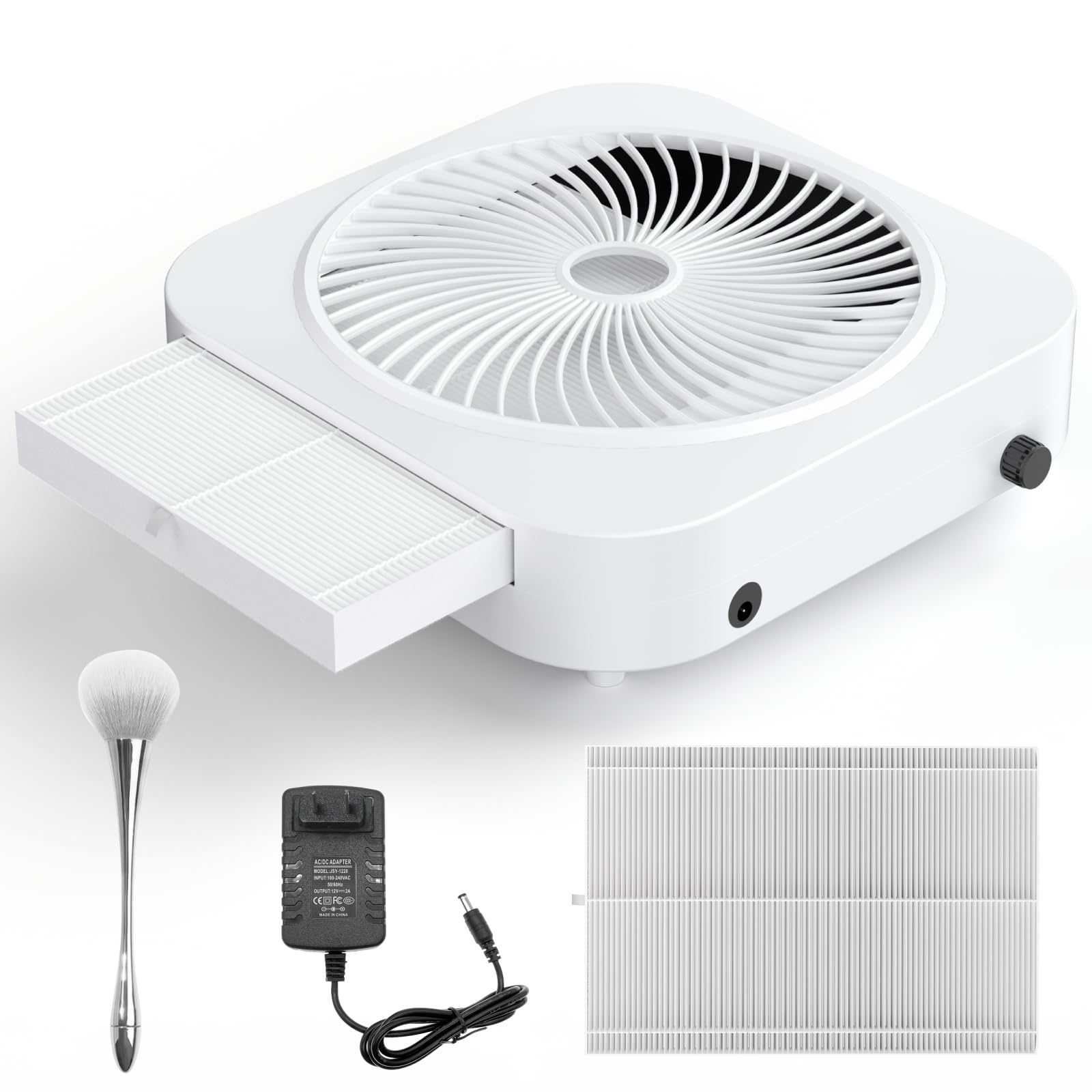 Photo 1 of Lictin Nail Dust Collector with Reusable Filter, Adjustable Nail Vacuum Dust Collector Extractor Electric Dust Suction Machine for Acrylic Gel Nail Polishing White