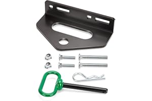 HOWBOW Zero Turn Trailer Hitch With Hitch Pin, 1/4"(6mm) Thick Heavy Duty Steel Universal Lawn Mower Towing Hitch Kit With Pin, Versatile Chain Slot Rugged Hitch Included Carriage Bolt & R Clip Black & Green