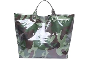 hibear Tote Bag for Women,Large Work Tote Bag Clear Plastic Tote Bag PVC Letter Printed Bag Kraft Paper Hobo Bag with Handle