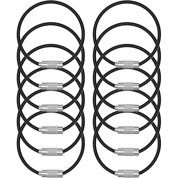 BokWin 20 Pcs Black Stainless Steel Wire Keychain - View #8