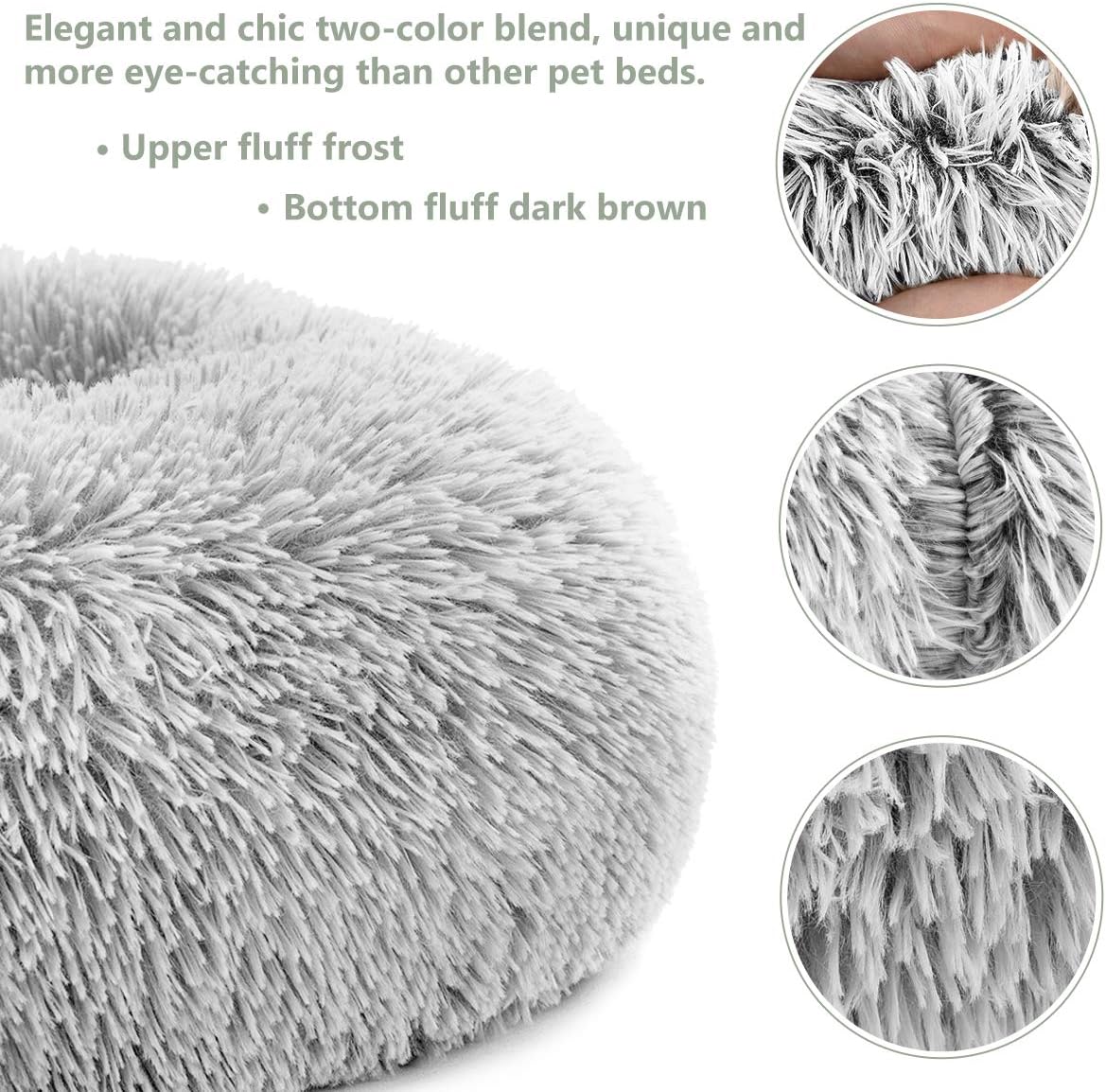 GASUR Dog Bed Cat Beds Donut, Soft Plush Round Pet Bed Small Mini Medium Size Calming Bed, Self Warming Winter Indoor Snooze Sleeping Kitten Bed Puppy Kennel (2020", Frost) : Kitchen & Dining