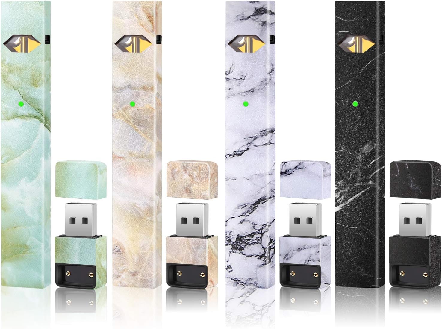 Skin|Sticker|Wrap|Decal Compatible with JUUL(4 Different Marble Style)(4 Pack)(No Device Included) Accessories Fit for JUUL