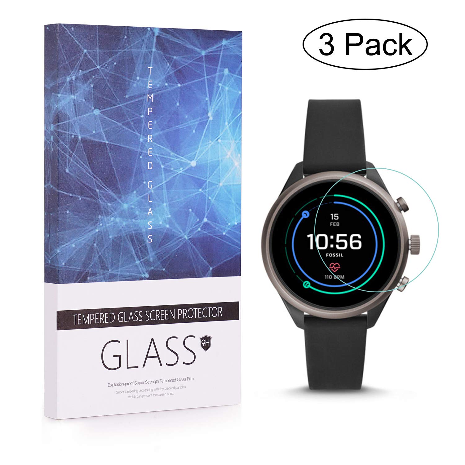 Amazon.com: [3 Pack] Tempered Glass Foils Compatible Fossil ...