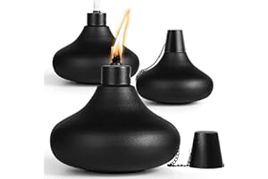 FAN-Torches 3 Pack Metal Table Top Torches, 24.5oz Citronella Torches for Outside, Refillable Flame Light Torch, Decorative Tabletop Lantern for Yard, Patio, Deck, Garden, Party, Landscape