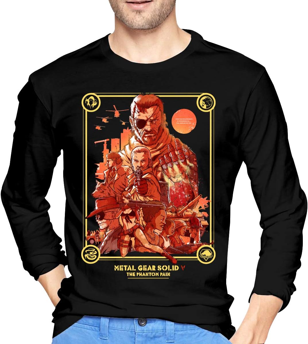 AlbertJ Men's Metal Gear Solid 5 Long Sleeve Tee Black