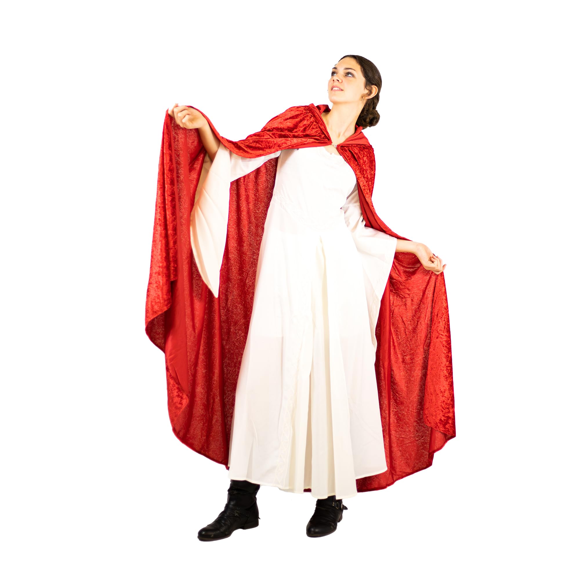 Everfan Hooded Cape | Cloak With Hood For Halloween, Cosplay, Costume, Dress Up Red Adult