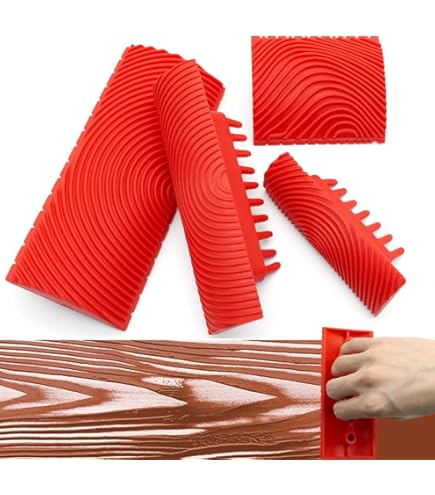 Wood Grain Painting Tool Set - Rubber Texture Roller For DIY Wall & Floor Decoration, Realistic Wood Pattern Effect, 2 Sizes Included - View #7