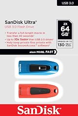 SanDisk Ultra 64GB USB 3.0 Flash Drive Twin Pack 130MB/s Read Speeds view 2