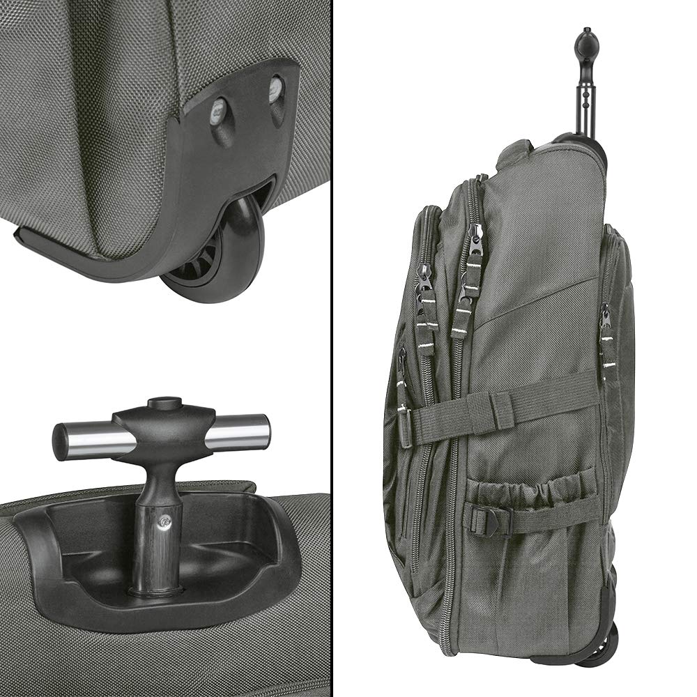 Gris Equipaje de Mano con Ruedas Fabricada en Nylon de Calidad con Acabado  Acolchado y con Cubierta para Ruedas en Modo Mochila de Viaje. Mochila  Trolley de Cabina Convertible SULEMA Equipaje Maletas